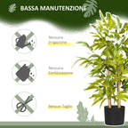 HOMCOM 60cm High Artificial Bamboo Plant in Green Polyester and PP with Cement Pot Ø15x12.5cm