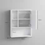 Bathroom Cabinet with Mirror, Shelves and Adjustable Shelf, Wall Mounted, 60x15x76cm, White