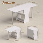 HOMCOM Folding Dining Table for 4 People with Shelf, Wooden, 160x60x75 cm, White
