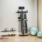 Folding Multifunctional Bench with 7-Level Adjustable Backrest, Leg Extension, Pad and Elastic Bands, Blue