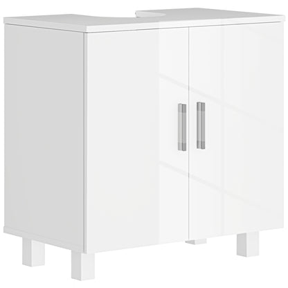 Bathroom Under-Vanity Unit with 2 Doors with Middle Shelf, MDF, 60x35x60 cm, White