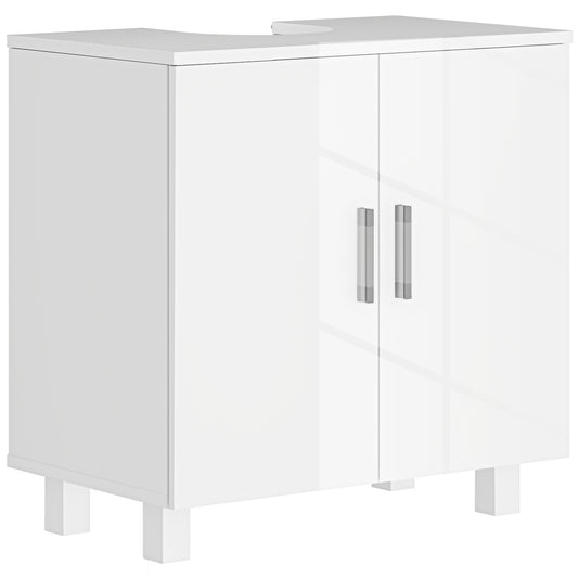 Bathroom Under-Vanity Unit with 2 Doors with Middle Shelf, MDF, 60x35x60 cm, White