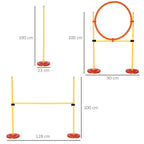 Dog Agility Set 3 Exercises: Slalom, Obstacles, Ring, for Dog Training, Portable, 2.5 kg, Yellow and Red