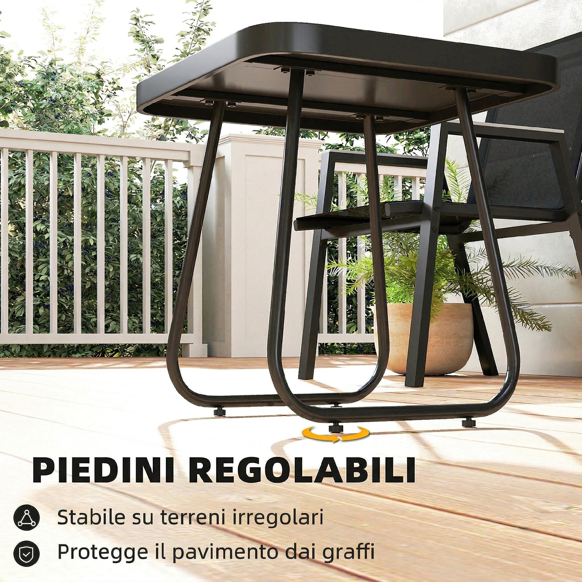Outsunny 3-Piece Outdoor Bistro Set, Coffee Table with Adjustable Legs