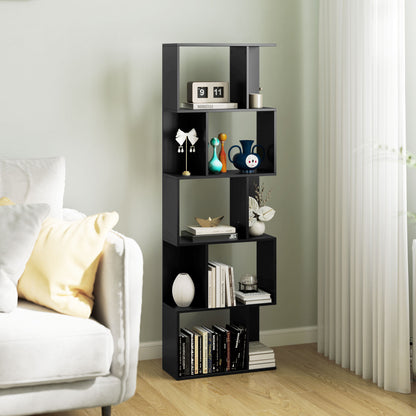 Modern Design Wooden Bookcase 5 Shelves Wooden Bookcase, 60x24x184.5 cm, Black