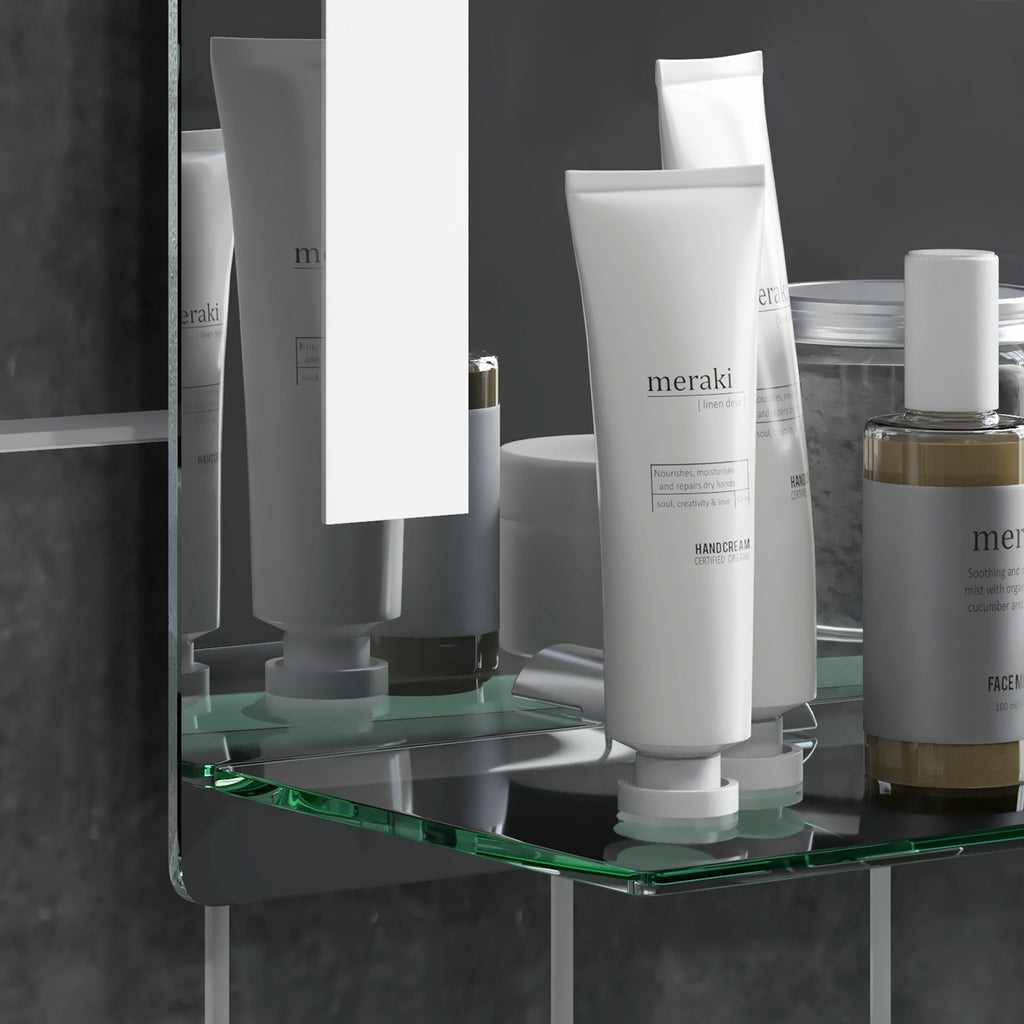 Bathroom Mirror with 3-Color Adjustable LED Light and Glass Shelf, 50x12x70 cm, Silver