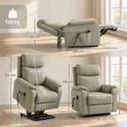 170° Electric Lift Recliner Chair in Breathable Faux Leather with 2 Motors, Remote Control, 4 Wheels, Brake, Footrest, Side Pockets, Cream