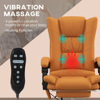 View of the massacle and heated office armchair, reclining with footrests, fake light brown leather - Borgè