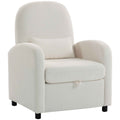 HOMCOM Modern Armchair with Retractable Storage Space and Cushion, Teddy Fleece Upholstery, 76x77x95 cm, Cream
