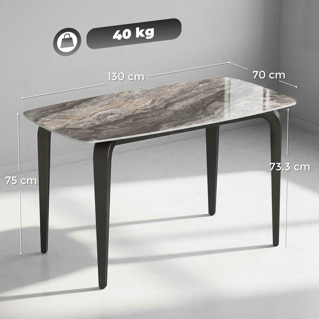 HOMCOM 4-Person Table, 130x70 cm, Modern with Sintered Stone Top, Brown