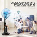 HOMCOM 90W Nebulizer Fan with 4 Wheels with 2.8L Tank and 4 Speeds, in Metal, PE and ABS, 44.5x38.5x120 cm - Borgè