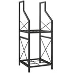 2-Tier Metal Firewood Rack with Raised Base, 34x30x80 cm, Black