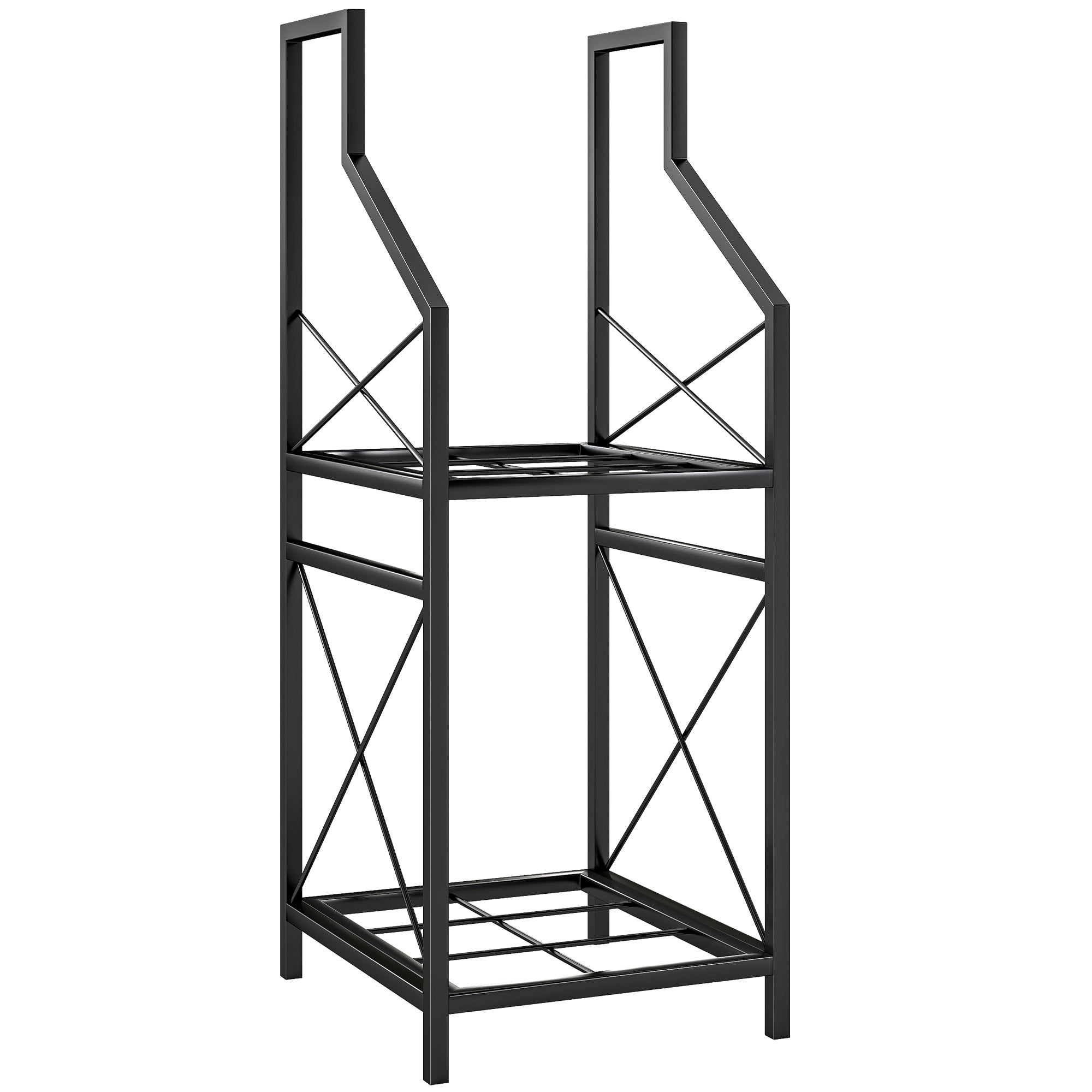 2-Tier Metal Firewood Rack with Raised Base, 34x30x80 cm, Black