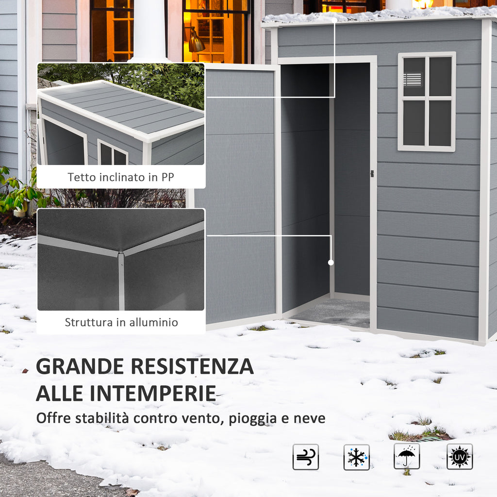 Outsunny Garden Tool Shed with Lockable Door, Window and Air Intake, Gray - Borgè
