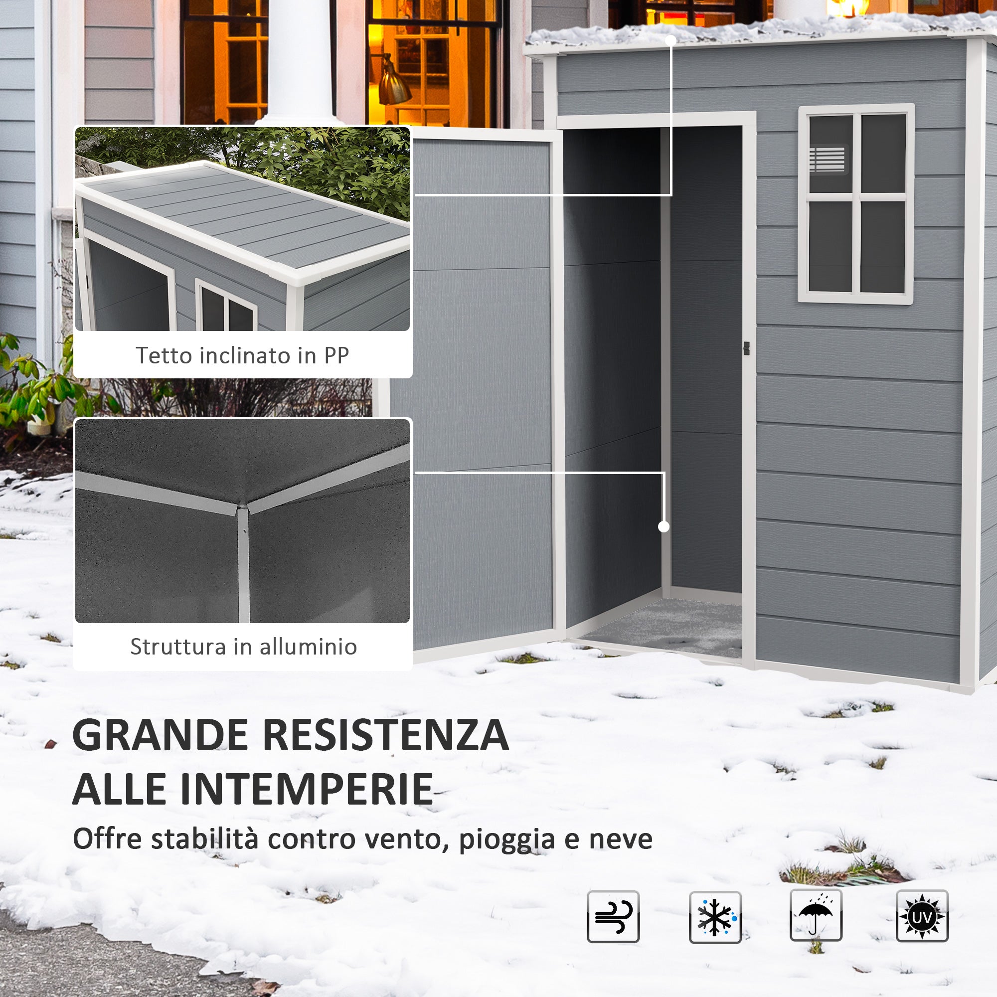 Outsunny Garden Tool Shed with Lockable Door, Window and Air Intake, Gray - Borgè