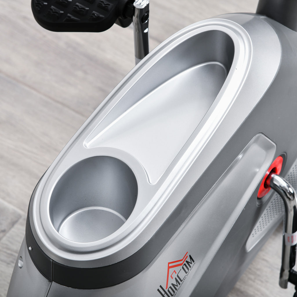 Recumbent Exercise Bike with Adjustable Seat, 8 Resistance Levels and LCD Monitor, 121.5-136x62.5x98cm, Grey