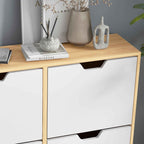 HOMCOM Chipboard and Pine Shoe Rack with 4 Drawers and 2 Adjustable Shelves for Each Drawer, 95x26x95 cm