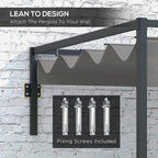 Outsunny Pergola Gazebo 3x4 m with retractable roof and drainage holes, steel and polyester, gray - Borgè
