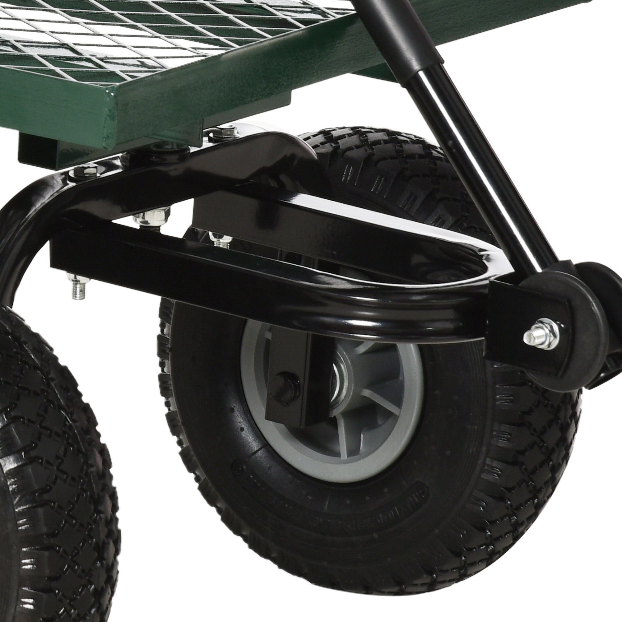 Steel Garden Trolley with 150 kg Capacity and Coated Handle, 94x48.5x100 cm, Black and Green
