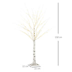 White Christmas Tree with LED Lights and 12 Branches for Indoor and Outdoor Use, in PP and Metal, 22x22x150 cm