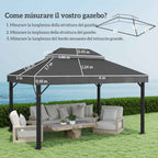Outsunny 3x4m 2-Tier Garden Gazebo Cover in 600D Oxford Fabric with Drainage Holes, Dark Grey