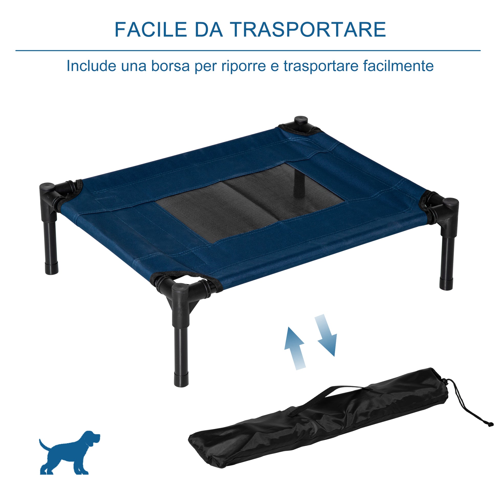 PawHut Raised Dog Bed with Breathable Seat, in Steel and Fabric, 61x46x18 cm, Brown and Black - Borgè