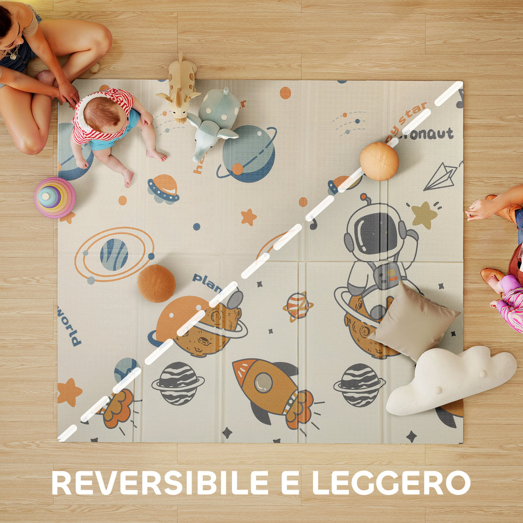 Space Themed Children's Rug for 0-6 Years Old with Waterproof Surface in Multi-Color XPE, 196x176x1.5 cm