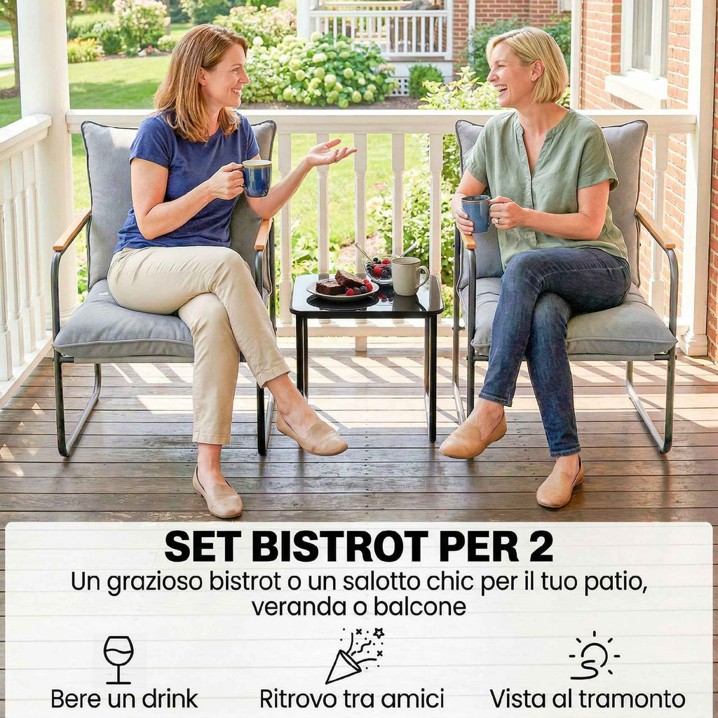 Outsunny 3-Piece Bistro Set, Outdoor Metal Furniture with Cushions, Dark Grey