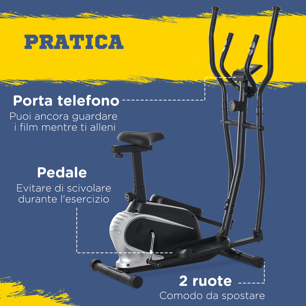 Magnetic Home Elliptical Trainer with LCD Screen, 8 Resistance Levels and Adjustable Seat, 103x62x151cm Black