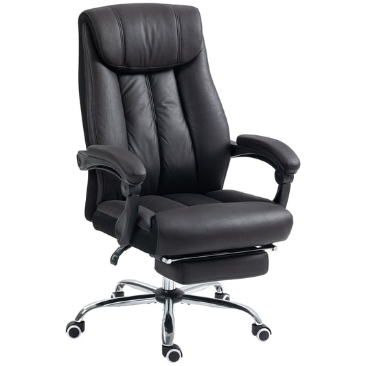 Homcom reclining office chair with footrests, adjustable height and microfiber coating, black - Borgè