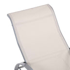 Outsunny Set of 2 Sun Loungers and Coffee Table with Glass Top, 59x169x66 cm, Cream