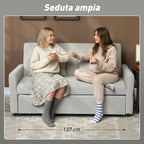 2-Seater Sofa Bed with 2 Fabric Cushions, Light Brown