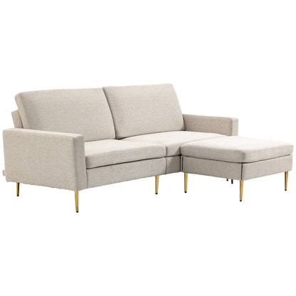 Homcom sofa bed 3 seats in fabric with footrests and vessels with 5 reclinations, 213x91x83cm, cream - Borgè