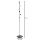 Freestanding Coat Rack with 6 Steel Disc Hooks and Slate Base, Black