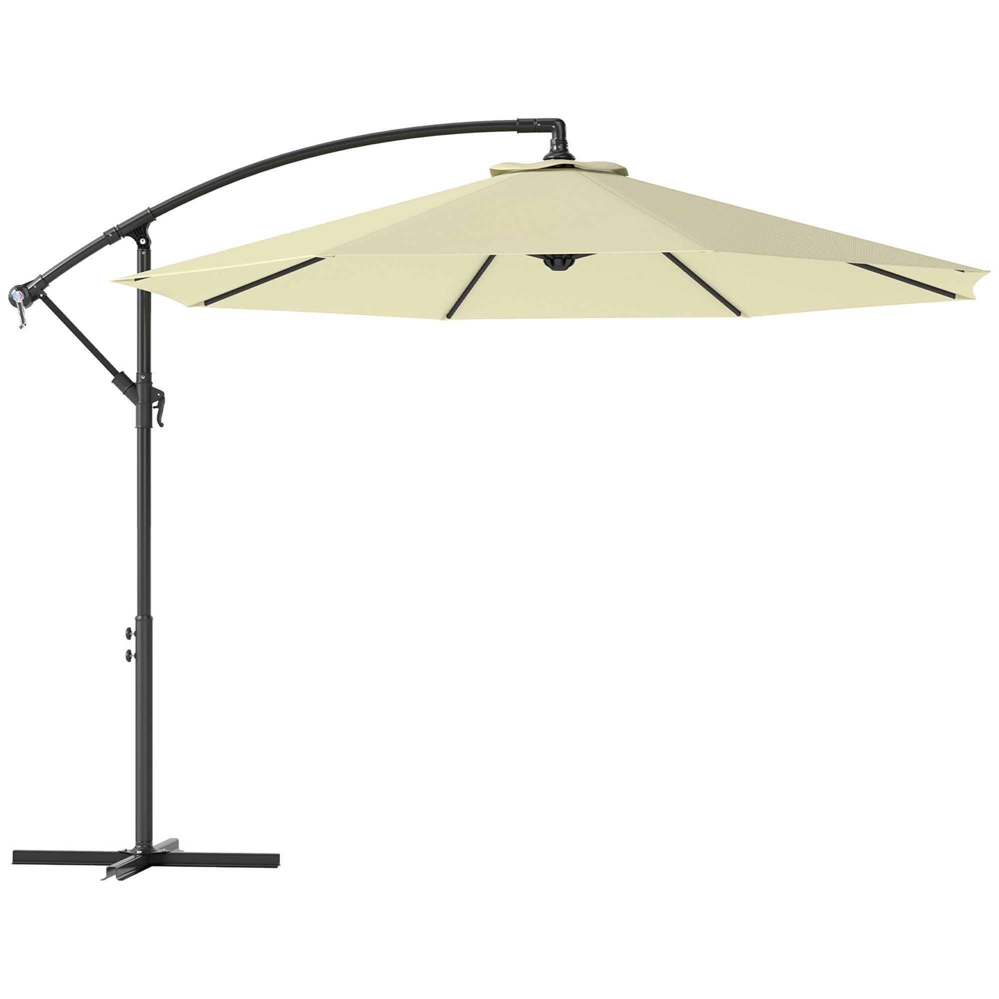 Outsunny 3x2.5m Garden Umbrella with Tilting Arm and Crank Handle, Beige