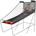 Basketball Hoop with LED Backboard, 4 Balls and 8 Game Modes, 205x110x205 cm, White and Black