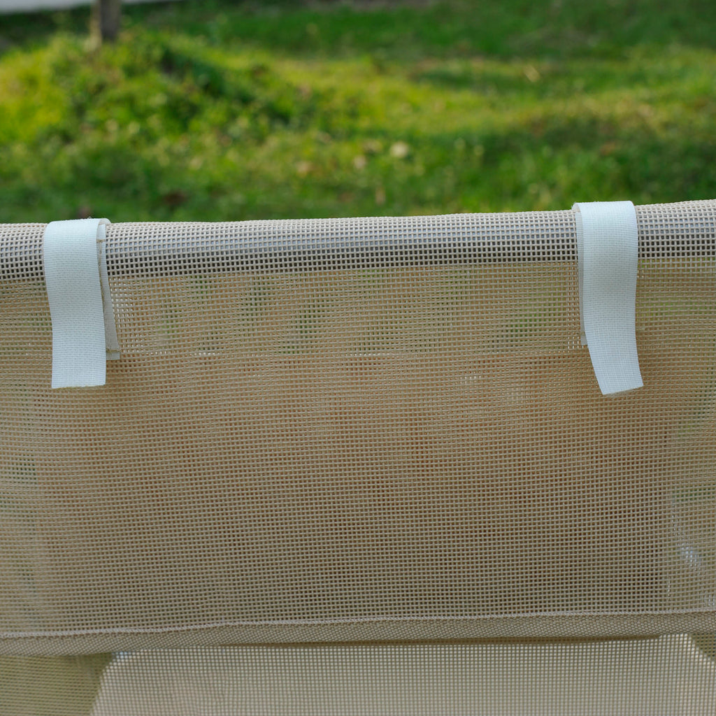 Outsunny Set of 2 Folding Sun Loungers with 4-Level Reclining Backrest, Metal and Mesh Fabric, Beige