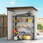 Outsunny Metal Garden Shed with Vents and Sliding Door, 159x106x181 cm, Brown