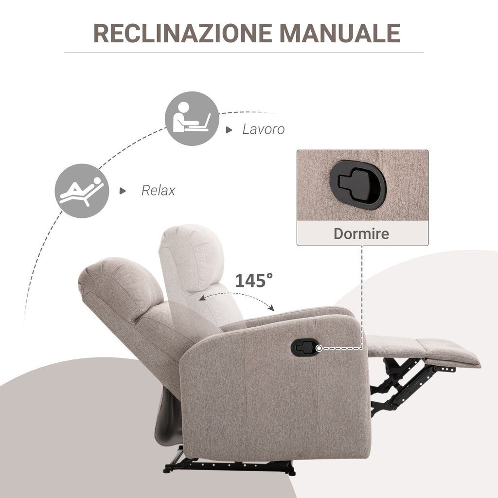Homcom Relaxable relaxation armchair up to 168 ° with footrests, 66x83x107 cm, gray - Borgè