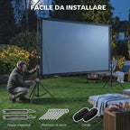 HOMCOM 100" 16:9 HD 4K/8K Projector Screen, 160° Viewing Angle, Double-Sided and Foldable Tripod, White