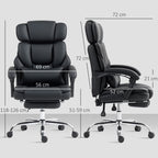 PU Leather Office Chair with Footrest, Adjustable Headrest and Lumbar Support, Black