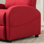 Reclining Relax Chair with Footrest in Linen Effect Fabric, 69x85x100 cm, Red
