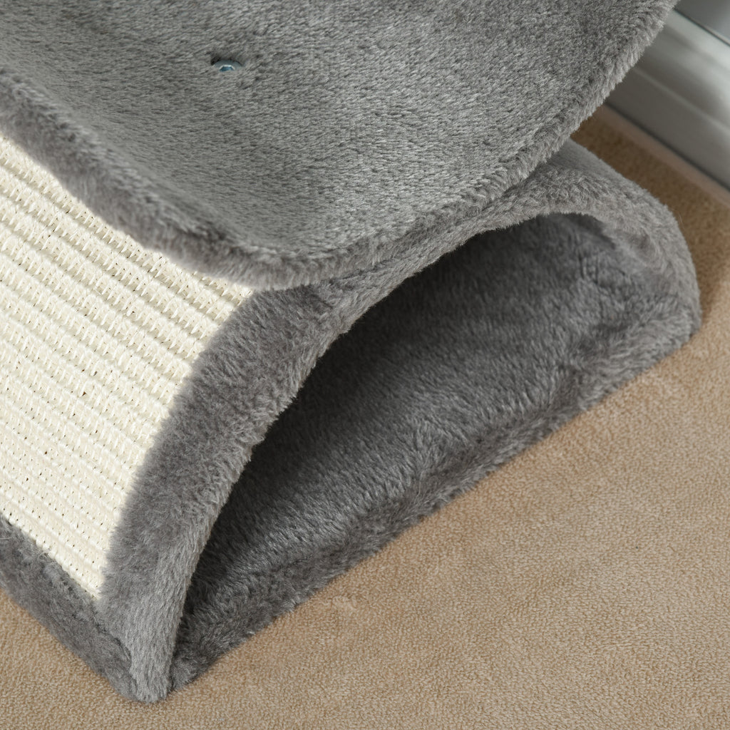 Plush Cat Scratching Tree with Sisal Pole, Kennel and 2 Balls, 40x30x43cm, Gray - Borgè