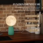 Moon-Shaped Table Lamp with 3 Colors and 10 Brightness Levels, ABS, Ø15x28 cm, White and Dark Green