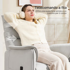 Electric Recliner Chair with Remote Control and Footrest, in Velvet Effect Fabric, 80x83x104 cm, Cream