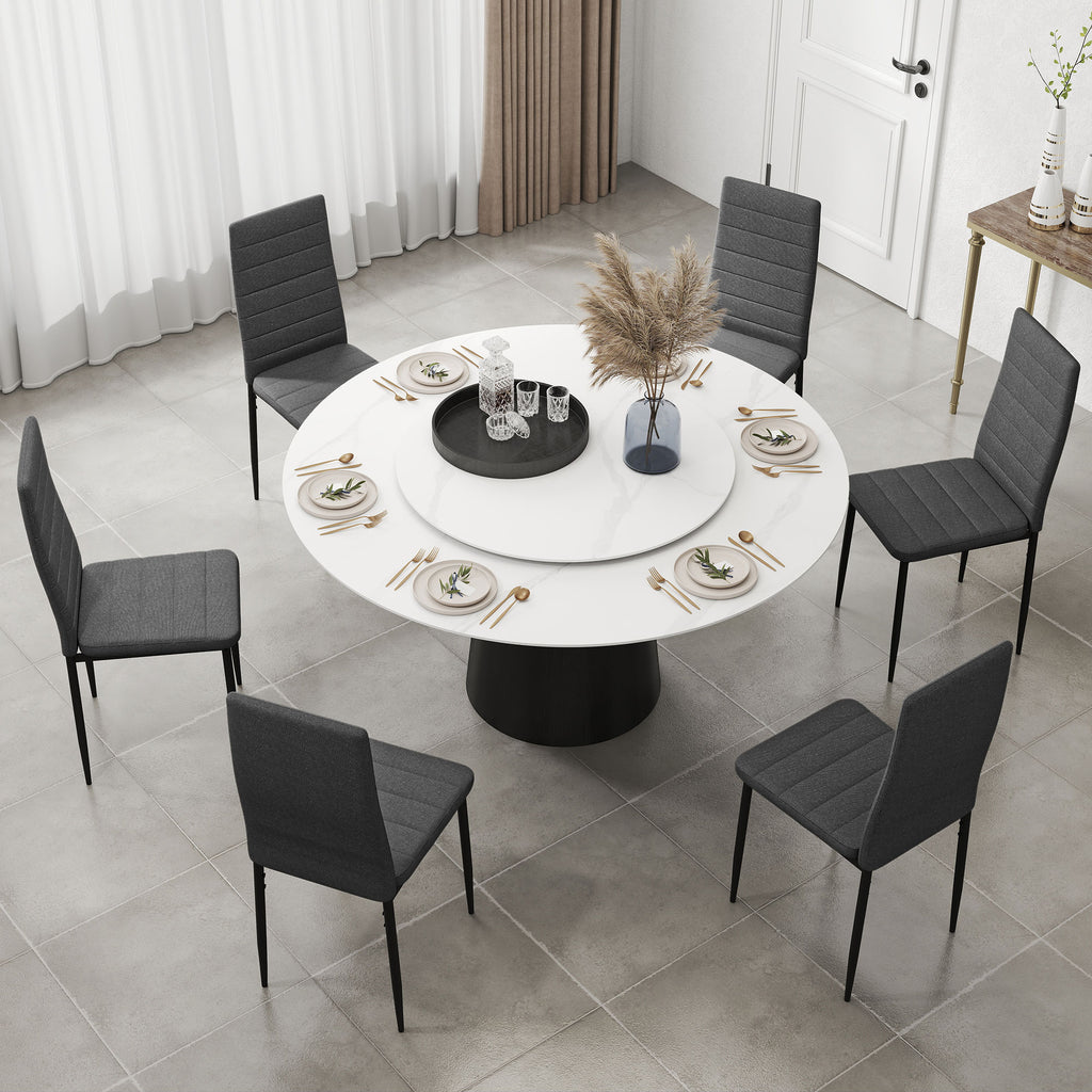 HOMCOM Set of 6 Upholstered Chairs for Living Room or Dining Room, Modern Kitchen Chairs, in Steel and Grey Fabric