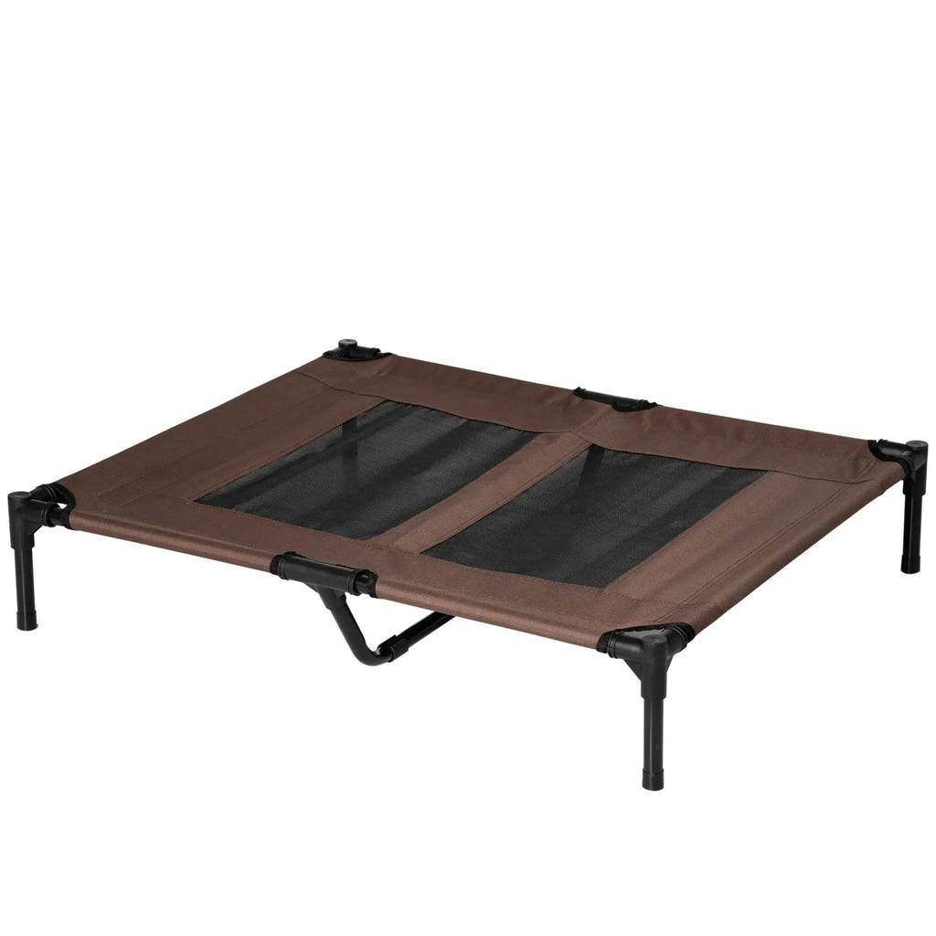 Dog Bed in Metal and Breathable Oxford Fabric, 92x76x18 cm Brown and Black - Borge' Group Limited