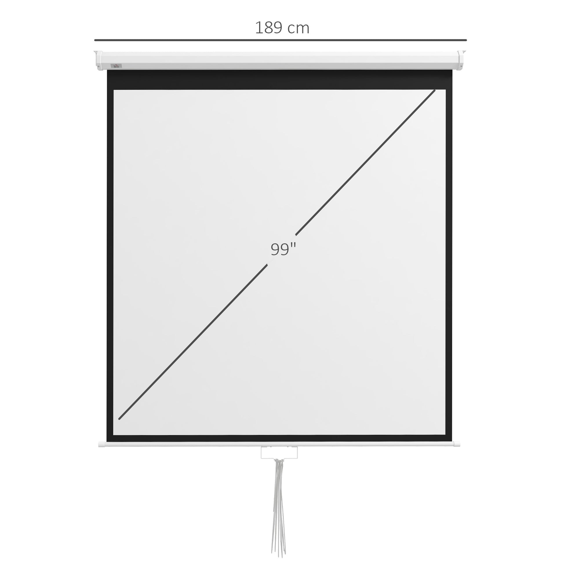 HOMCOM Projector Cover 99" 1:1 Ratio, Wall and Ceiling Mounting for Home and Office, White - Borgè