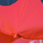 Garden Table and 2 Folding Chairs Set, Outdoor Table and Chairs with Umbrella for Children in Metal and Polyester, Red