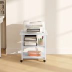 3-Tier Printer Cart with 4 Wheels, Wood and Steel, 50x50x52.5cm, White